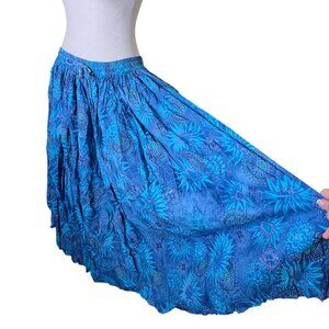 24 Karat Boho Long Maxi Hippie Swing Skirt Womens One Size Free Blue